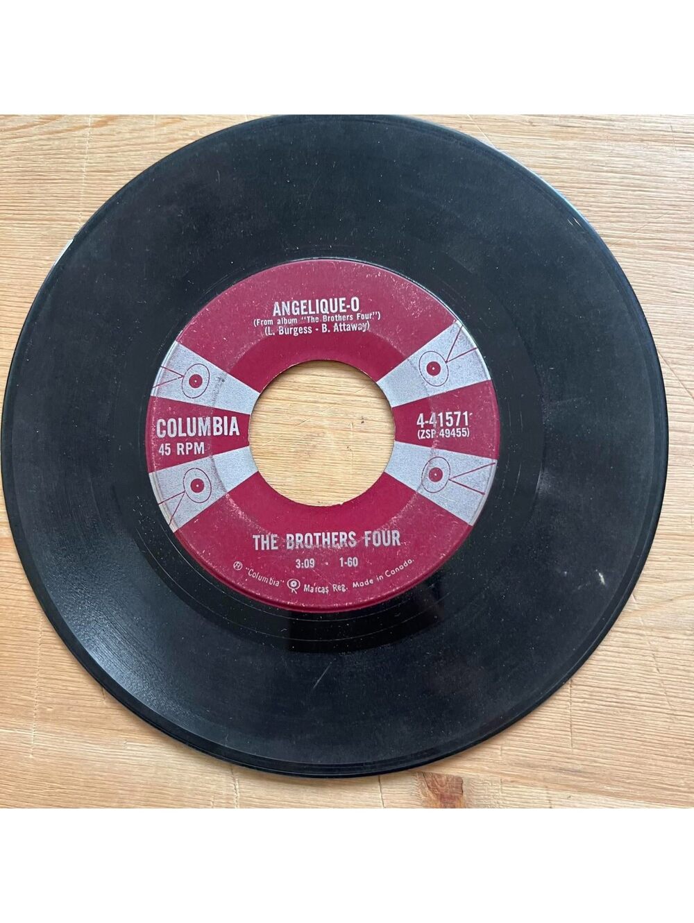 The Brothers Four - Angelique-O/Greenfields 45rpm VG+ R19